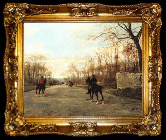 framed  unknow artist Classical hunting fox, Equestrian and Beautiful Horses, 190., ta009-2